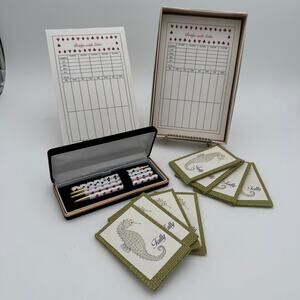 Vtg Bridge Set w 2 Score Pads, 8 Tally Pads, 4 Suit Pens, 2 Mimeograph Rule Pads